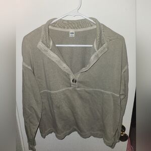 Old Navy Gray Long Sleeve Polo Button Down